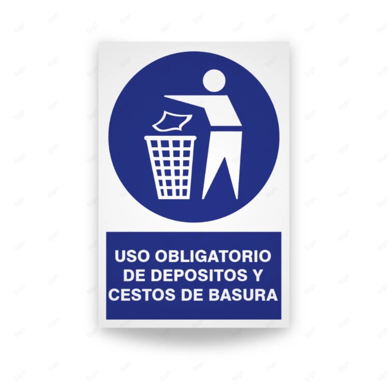 Rótulo de Obligación - Uso obligatorio de depositos y cestos de basura| Cod. OB-136, Señales de Obligación