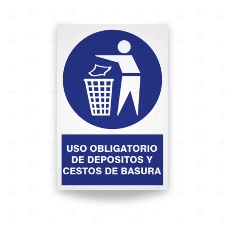 Rótulo de Obligación - Uso obligatorio de depositos y cestos de basura| Cod. OB-136, Señales de Obligación