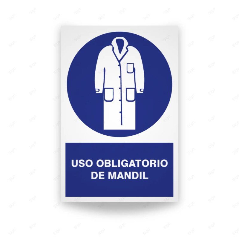Rótulo de Obligación - Uso obligatorio de mandil | Cod. OB-131, Señales de Obligación