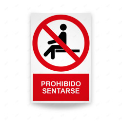 Rótulo de Prohibición - Prohibido sentarse| Cod. PR-138