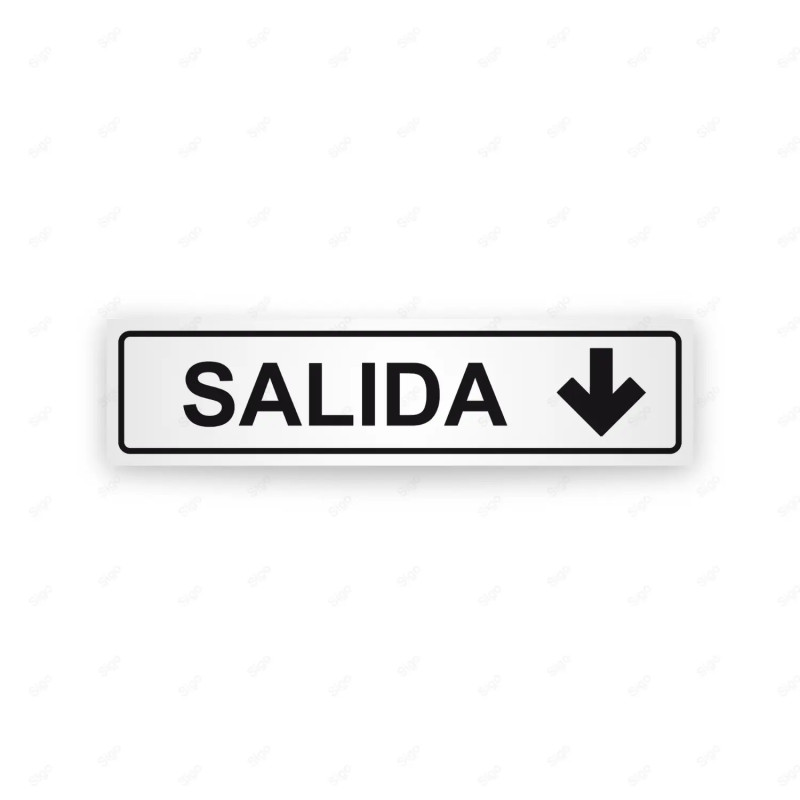 Rótulo Vial Direccional para Sótano o Estacionamientos -Salida FLecha Lado Abajo Blanco| Cod. VDIR-1115