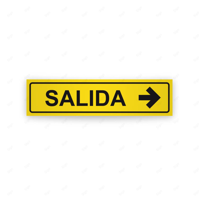 Rótulo Vial Direccional para Sótano o Estacionamientos -Salida Flecha Lado Derecho Amarillo| Cod. VDIR-1123