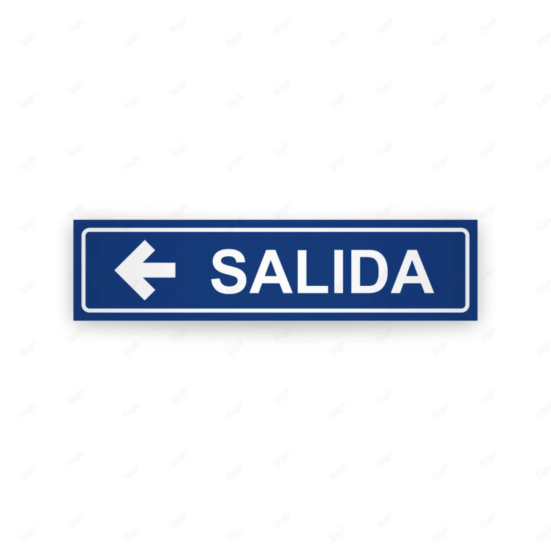 Rótulo Vial Direccional para Sótano o Estacionamientos - Salida Flecha Lado Izquierda Azul| Cod. VDIR-1142