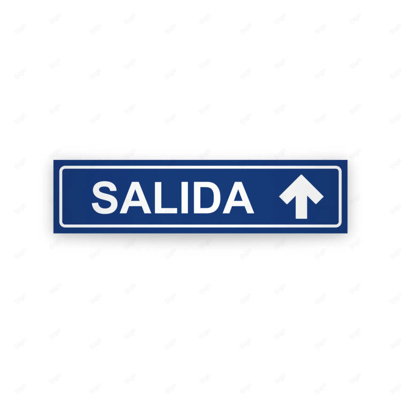 Rótulo Vial Direccional para Sótano o Estacionamientos - Salida Flecha Lado Arriba Azul| Cod. VDIR-1144