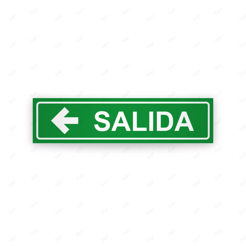 Rótulo Vial Direccional para Sótano o Estacionamientos - Salida Flecha Lado Izquierdo Verde | Cod. VDIR-1152