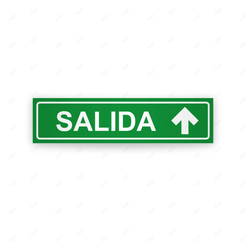 Rótulo Vial Direccional para Sótano o Estacionamientos - Salida Flecha Lado Arriba Verde | Cod. VDIR-1154