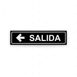 Rótulo Vial Direccional para Sótano o Estacionamientos - Salida Flecha Lado Izquierdo Negro | Cod. VDIR-1162