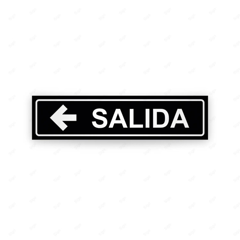 Rótulo Vial Direccional para Sótano o Estacionamientos - Salida Flecha Lado Izquierdo Negro | Cod. VDIR-1162