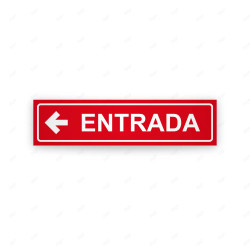 Rótulo Vial Direccional para Sótano o Estacionamientos - Entrada Flecha Lado Izquierdo Rojo | Cod.  VDIR-1232