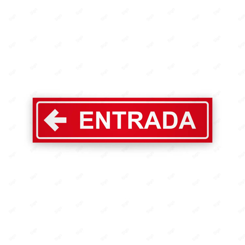 Rótulo Vial Direccional para Sótano o Estacionamientos - Entrada Flecha Lado Izquierdo Rojo | Cod.  VDIR-1232