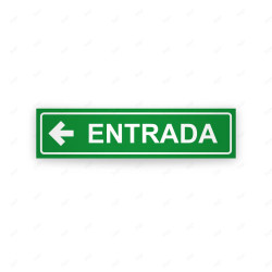 Rótulo Vial Direccional para Sótano o Estacionamientos - Entrada Flecha Lado Izquierdo Verde | Cod. VDIR-1252