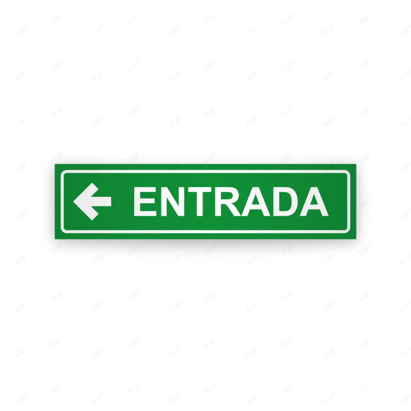 Rótulo Vial Direccional para Sótano o Estacionamientos - Entrada Flecha Lado Izquierdo Verde | Cod. VDIR-1252