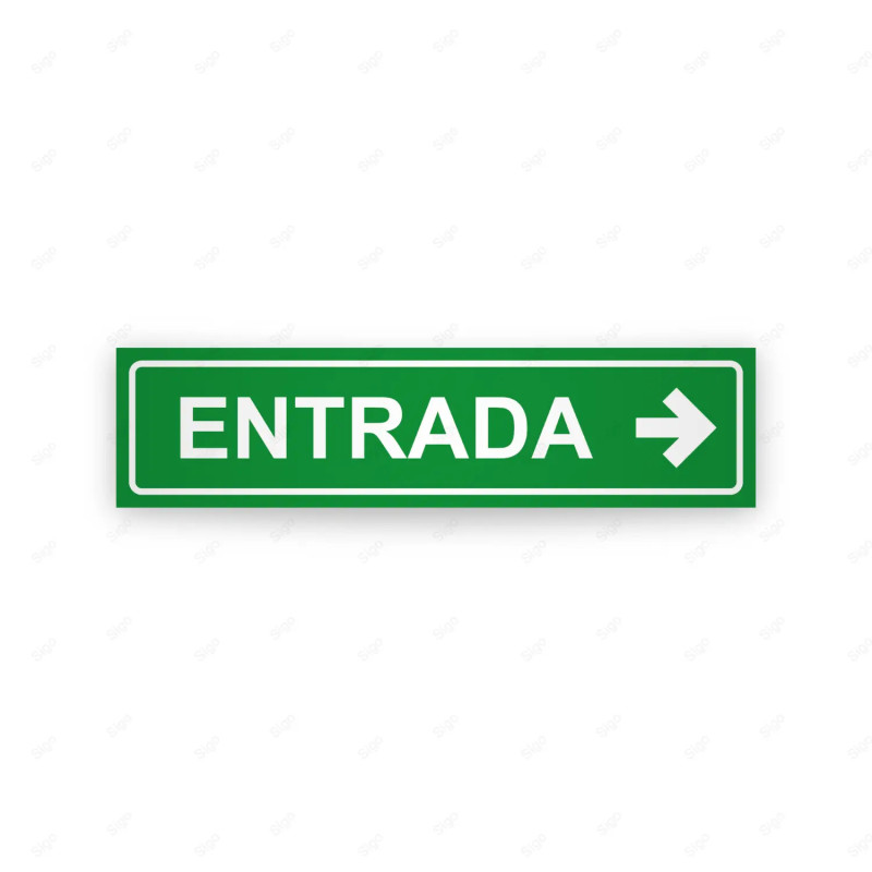 Rótulo Vial Direccional para Sótano o Estacionamientos - Entrada Flecha Lado Derecho Verde | Cod. VDIR-1253