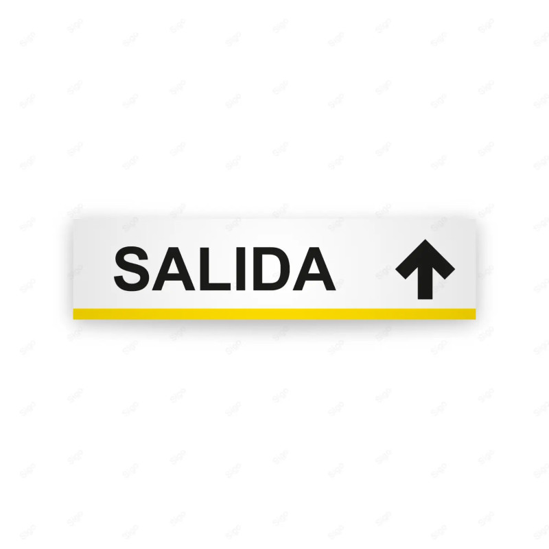 Rótulo Vial Direccional para Sótano o Estacionamientos - Salida Flecha Lado Arriba  Línea Amarilla | Cod. VDIR-2123
