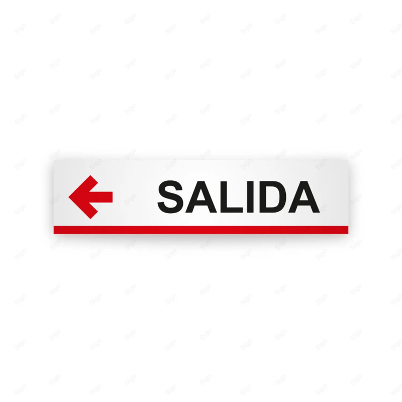 Rótulo Vial Direccional para Sótano o Estacionamientos - Salida Flecha Lado Izquierdo Línea Roja| Cod. VDIR-2131