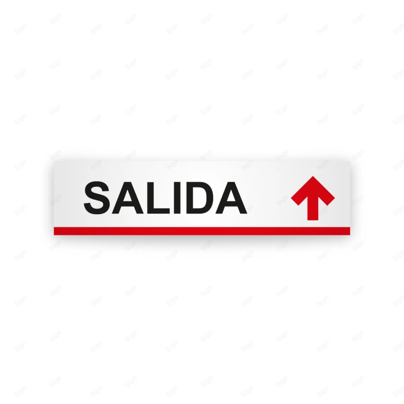 Rótulo Vial Direccional para Sótano o Estacionamientos - Salida Flecha Lado Arriba Línea Roja| Cod. VDIR-2133