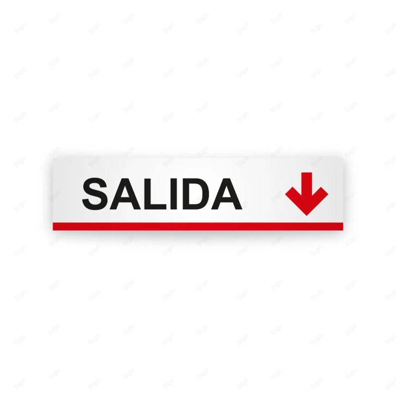 Rótulo Vial Direccional para Sótano o Estacionamientos - Salida Flecha Lado Abajo Línea Roja| Cod. VDIR-2134