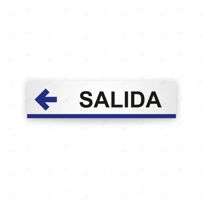 Rótulo Vial Direccional para Sótano o Estacionamientos - Salida Flecha Lado Izquierdo Línea Azul | Cod. VDIR-2141