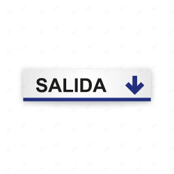 Rótulo Vial Direccional para Sótano o Estacionamientos - Salida Flecha Lado Abajo Línea Azul | Cod. VDIR-2144