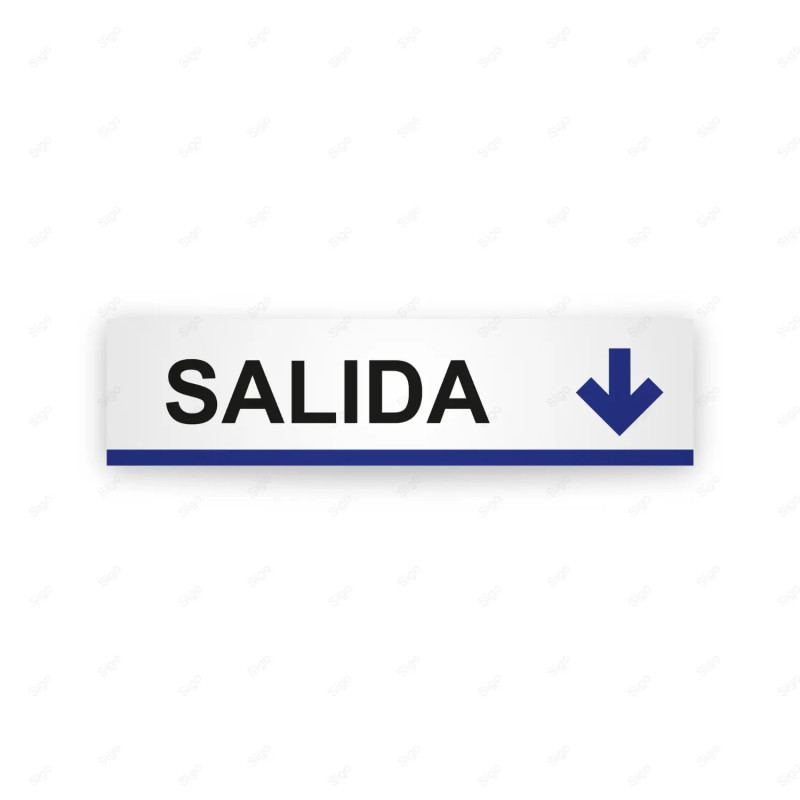 Rótulo Vial Direccional para Sótano o Estacionamientos - Salida Flecha Lado Abajo Línea Azul | Cod. VDIR-2144