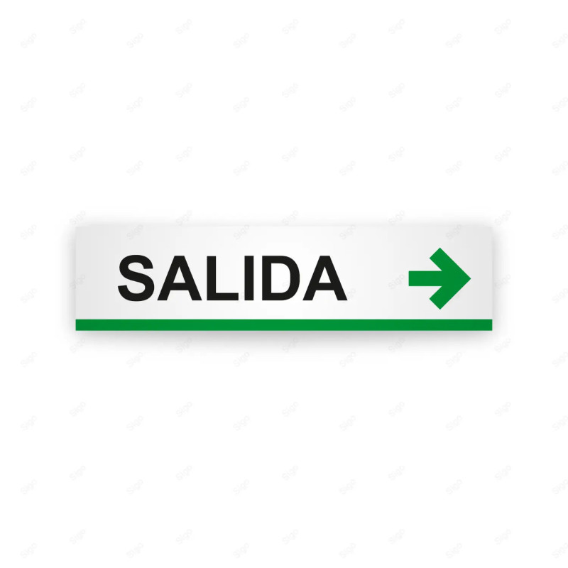 Rótulo Vial Direccional para Sótano o Estacionamientos - Salida Flecha Lado Derecho Línea Verde| Cod. VDIR-2152