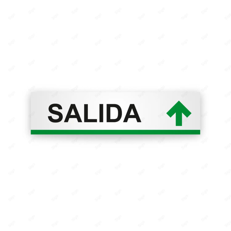 Rótulo Vial Direccional para Sótano o Estacionamientos - Salida Flecha Lado Arriba Línea Verde| Cod. VDIR-2153