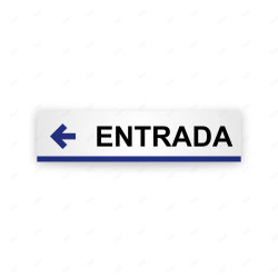 Rótulo Vial Direccional para Sótano o Estacionamientos - Entrada Flecha Lado Izquierdo Línea Azul  | Cod. VDIR-2241