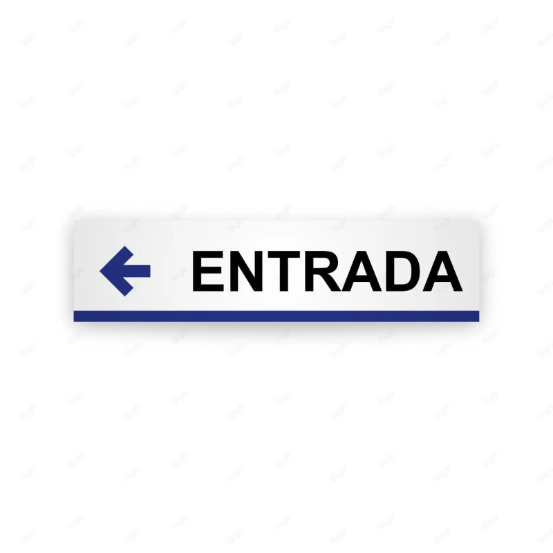 Rótulo Vial Direccional para Sótano o Estacionamientos - Entrada Flecha Lado Izquierdo Línea Azul  | Cod. VDIR-2241