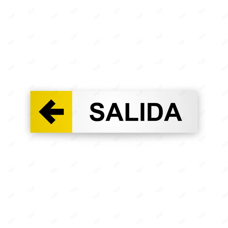 Rótulo Vial Direccional para Sótano o Estacionamientos - Salida Flecha Lado Izquierdo Amarillo  | Cod. VDIR-3121