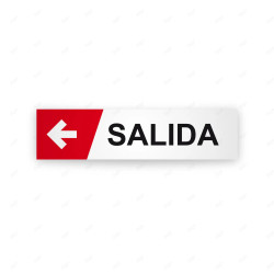 Rótulo Vial Direccional para Sótano o Estacionamientos - Salida Flecha Lado Izquierdo Rojo |Cod. VDIR-4131