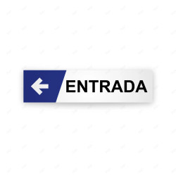 Rótulo Vial Direccional para Sótano o Estacionamientos - Entrada Flecha Lado Izquierdo Azul|Cod. VDIR-4241