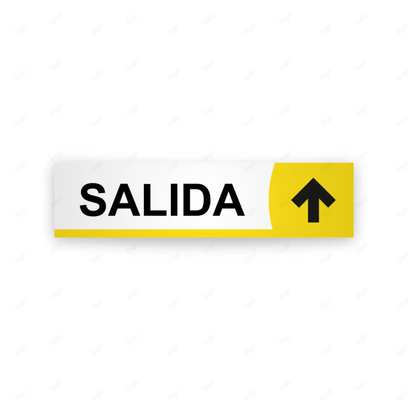 Rótulo Vial Direccional para Sótano o Estacionamientos - Salida Flecha Lado Arriba Línea Amarilla|Cod. VDIR-5123