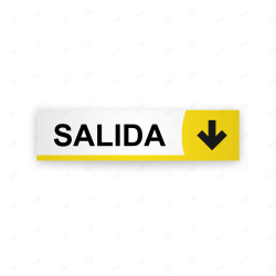 Rótulo Vial Direccional para Sótano o Estacionamientos -Salida Flecha Lado Abajo Línea Amarilla|Cod. VDIR-5124