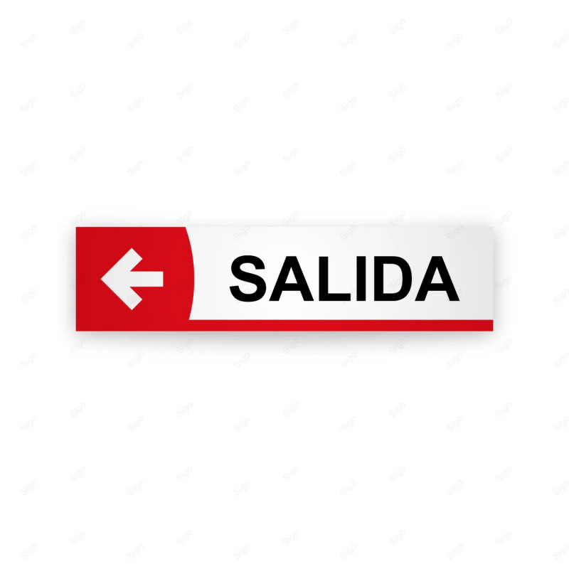 Rótulo Vial Direccional para Sótano o Estacionamientos - Salida Flecha Lado Izquierdo Línea Roja|Cod. VDIR-5131