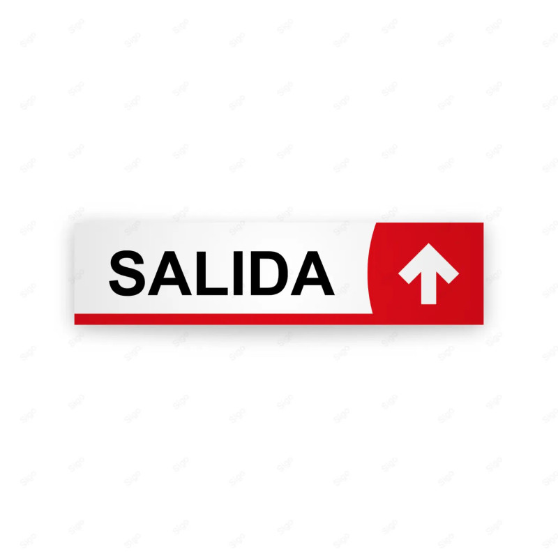Rótulo Vial Direccional para Sótano o Estacionamientos - Salida Flecha Lado Arriba Línea Roja|Cod. VDIR-5133
