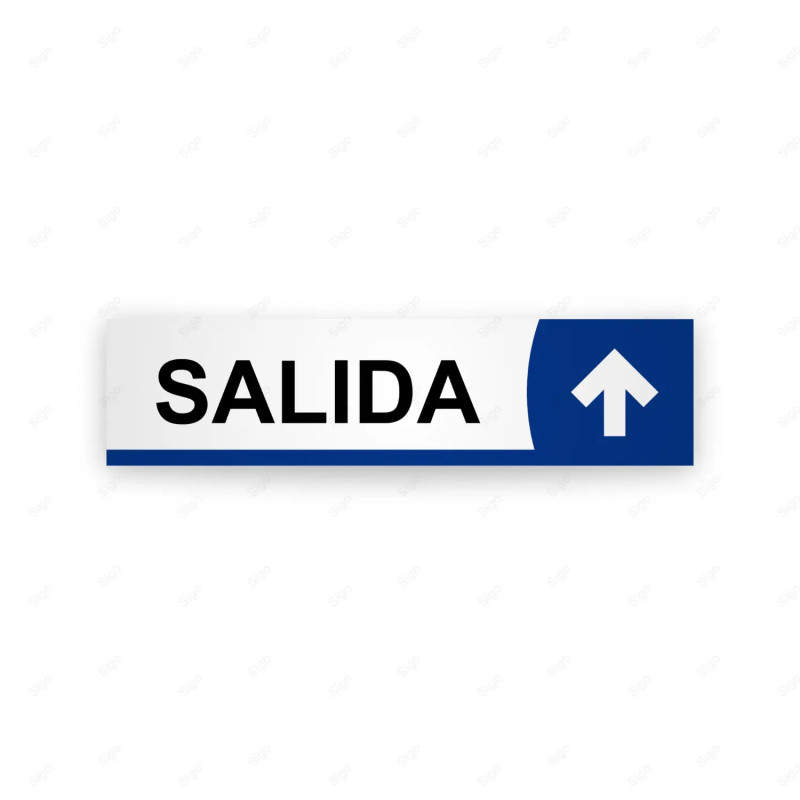 Rótulo Vial Direccional para Sótano o Estacionamientos - Salida Flecha Lado Arriba Línea Azul|Cod. VDIR-5143