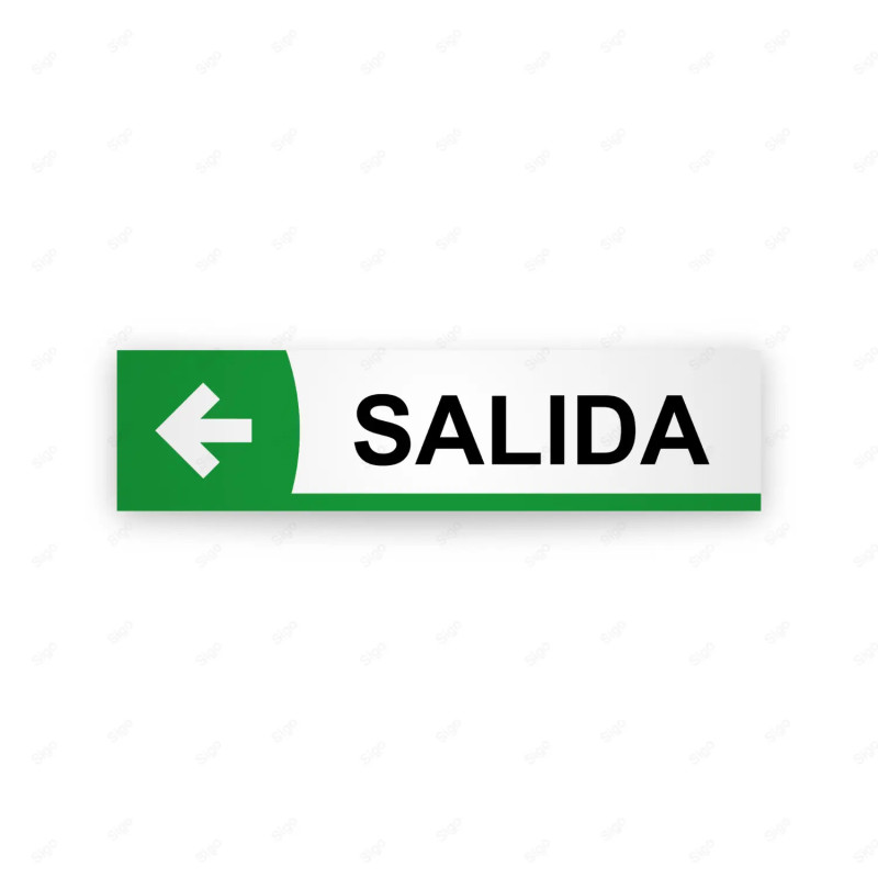 Rótulo Vial Direccional para Sótano o Estacionamientos - Salida Flecha Lado Izquierdo Línea Verde|Cod. VDIR-5151