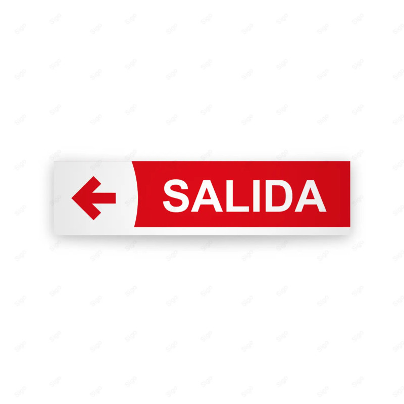Rótulo Vial Direccional para Sótano o Estacionamientos - Salida Flecha Lado Izquierdo Rojo Línea Blanca|Cod. VDIR-6131