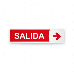 Rótulo Vial Direccional para Sótano o Estacionamientos - Salida Flecha Lado Derecho Rojo Línea Blanca|Cod. VDIR-6132