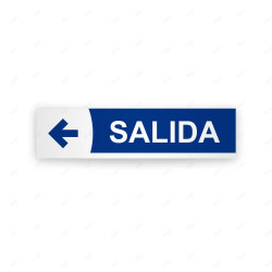 Rótulo Vial Direccional para Sótano o Estacionamientos - Salida Flecha Lado Izquierdo Azul Línea Blanca|Cod. VDIR-6141