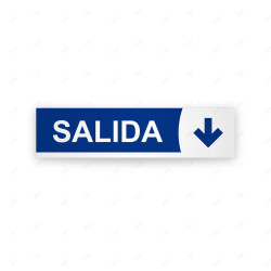 Rótulo Vial Direccional para Sótano o Estacionamientos - Salida Flecha Lado Abajo Azul Línea Blanca|Cod. VDIR-6144