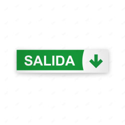 Rótulo Vial Direccional para Sótano o Estacionamientos - Salida Flecha Lado Abajo Verde Línea Blanca|Cod. VDIR-6154