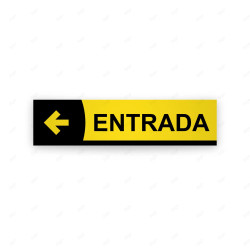 Rótulo Vial Direccional para Sótano o Estacionamientos - Entrada Flecha Lado Izquierdo Amarillo Línea Negra|Cod. VDIR-6221