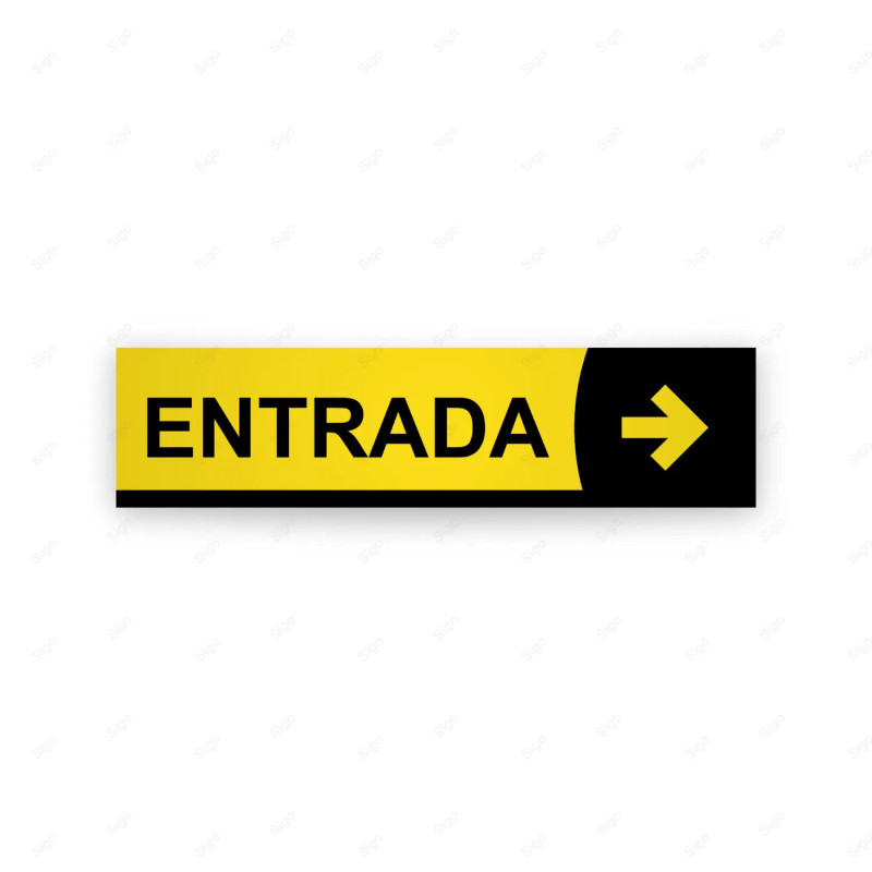 Rótulo Vial Direccional para Sótano o Estacionamientos - Entrada Flecha Lado Derecho Amarillo Línea Negra|Cod. VDIR-6222