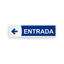 Rótulo Vial Direccional para Sótano o Estacionamientos - Entrada Flecha Lado Izquierdo Azul Línea Blanca|Cod. VDIR-6241