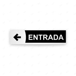 Rótulo Vial Direccional para Sótano o Estacionamientos - Entrada Flecha Lado Izquierdo  Negro Línea Blanca|Cod. VDIR-6261