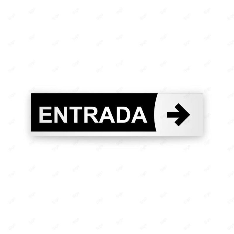 Rótulo Vial Direccional para Sótano o Estacionamientos - Entrada Flecha Lado Derecho Negro Línea Blanca|Cod. VDIR-6262