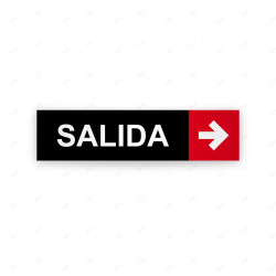 Rótulo Vial Direccional para Sótano o Estacionamientos - Salida Flecha Lado Derecho Negro/Rojo |Cod. VDIR-7132