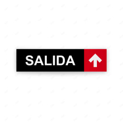 Rótulo Vial Direccional para Sótano o Estacionamientos - Salida Flecha Lado Arriba Negro/Rojo |Cod. VDIR-7133