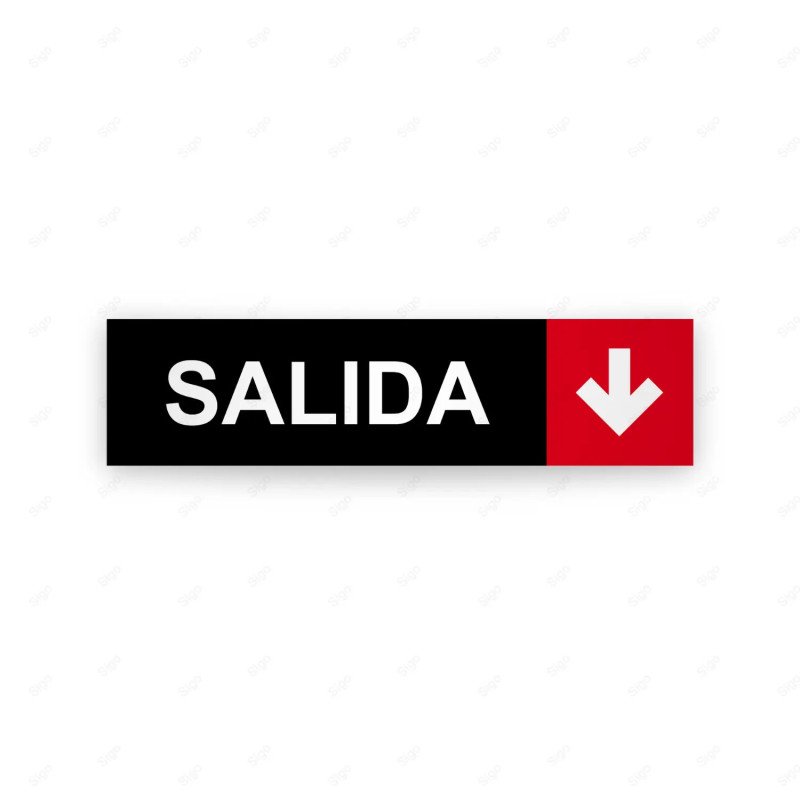 Rótulo Vial Direccional para Sótano o Estacionamientos - Salida Flecha Lado Abajo Negro/Rojo |Cod. VDIR-7134